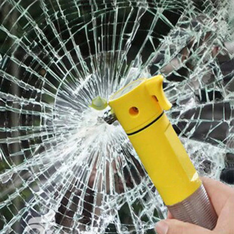

4 In 1 Car Emergency Hammer seat belt cutter Metal Steel knife Window break Life saving Escape Self-rescue Auto Safety tool LED