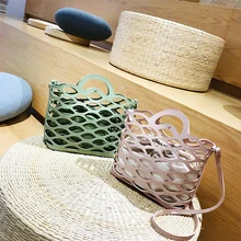 

Designer hollow out bucket tote bags for women lady beach hand bag basket straw luxury bag purses