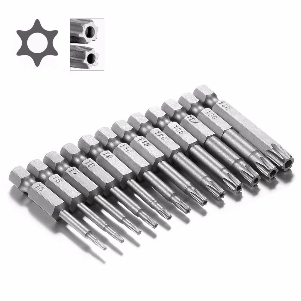 

12pcs 1/4 Inch 50mm T5-T40 Torx Magnetic Plum Batch Head Screwdriver Bit