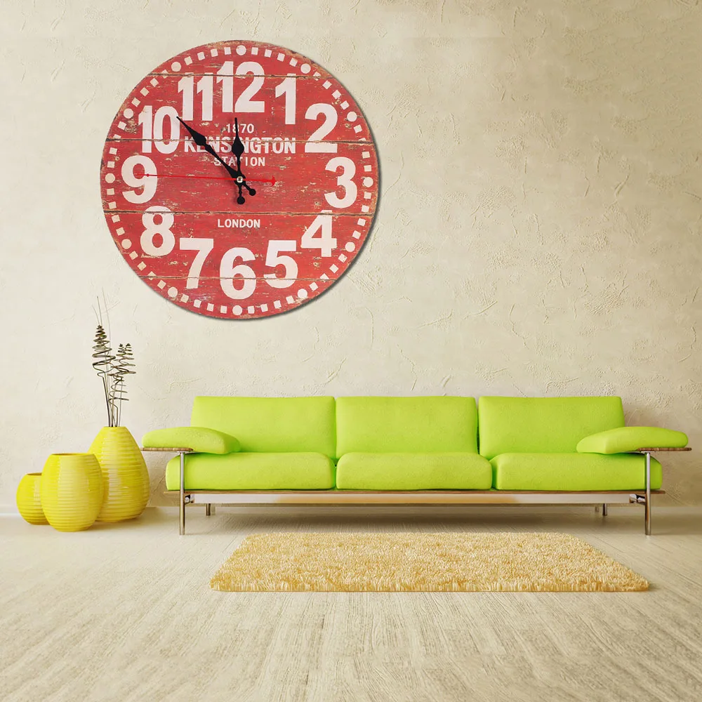 Настенные часы красивые красочные гостиная кафе личность Лофт промышленный ветер большие декоративные Ностальгический ретро часы 60049