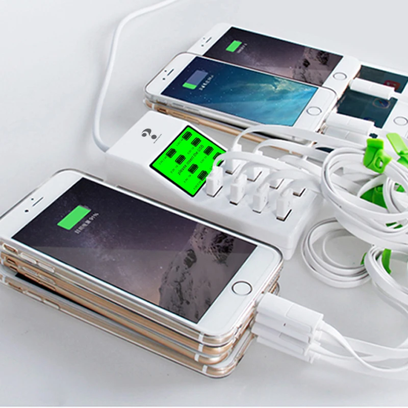 Универсальное умное зарядное устройство с 8 портами USB светодиодный дисплей 8A