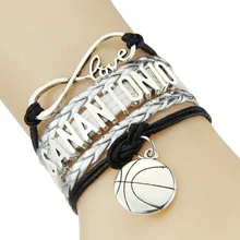 Бесконечная любовь сантоньо браслет баскетбольная подвеска Кожа обертывание мужские браслеты и браслеты для женщин ювелирные изделия