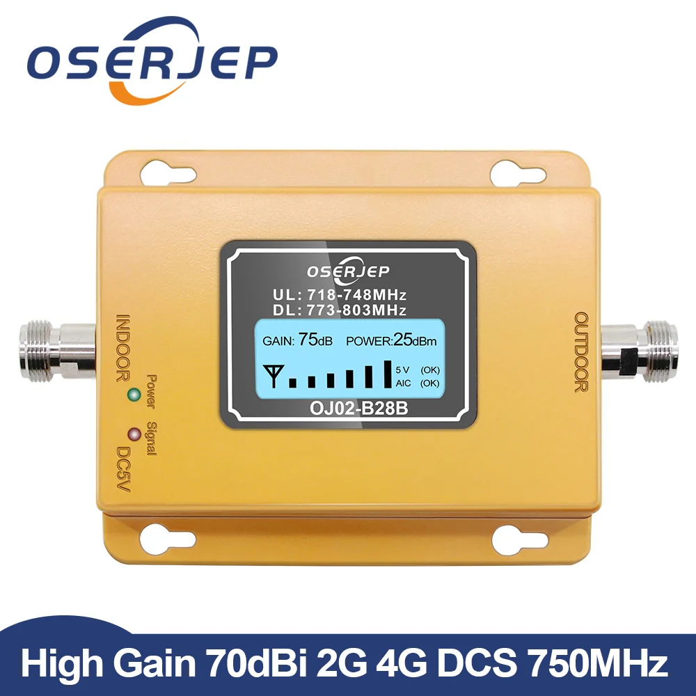 

70dB LCD LTE 700MHz B28B 4G Cell phone Signal Booster Repeater not include antenna