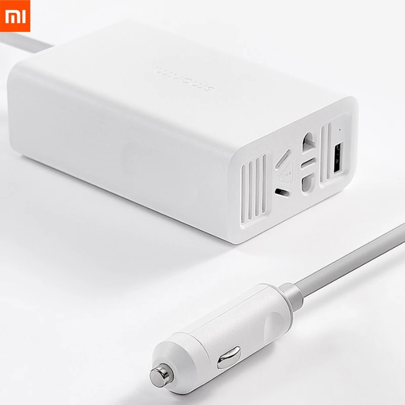 Xiaomi Mijia SMARTMI 100W портативный Инвертер автомобильного зарядного устройства конвертер DC 12V в AC 220V с 5 V/2.4A usb портами Автомобильная мощность с гнездом