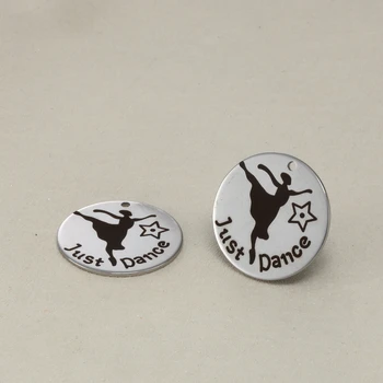 

20pcs 25mm Diy charm accessories lettering Just Dance with Dancer stainless steel pendant for necklace