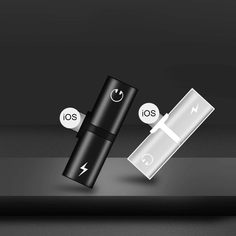 PORTEFEUILLE double adaptateur adapter Case for iphone 7 charging connector adaptateur 2in1 jack headphones adapter for iphone x