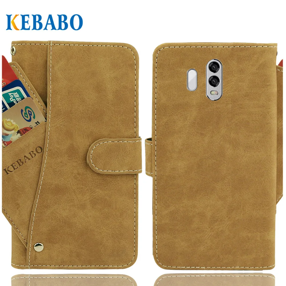 

Vintage Leather Wallet HomTom HT70 Case 6" Luxury 3 Front Card Slots Cover Magnet Stand Phone Protective Bags