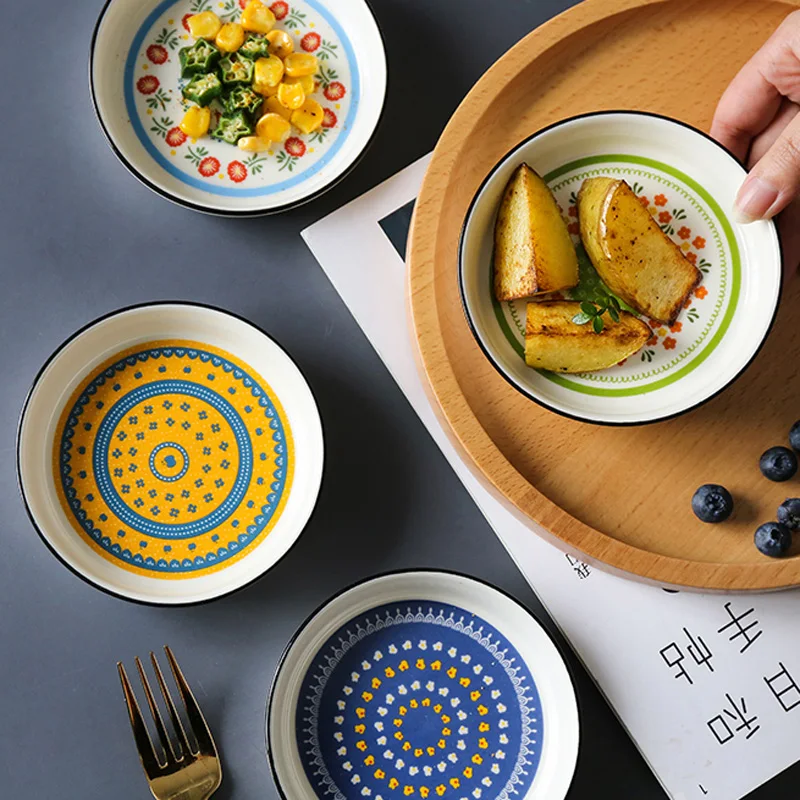 4Pcs Ceramic Dipping Bowls Mini Bowl Side Dish Small Appetizer Serving Dish Snack Plate Sushi