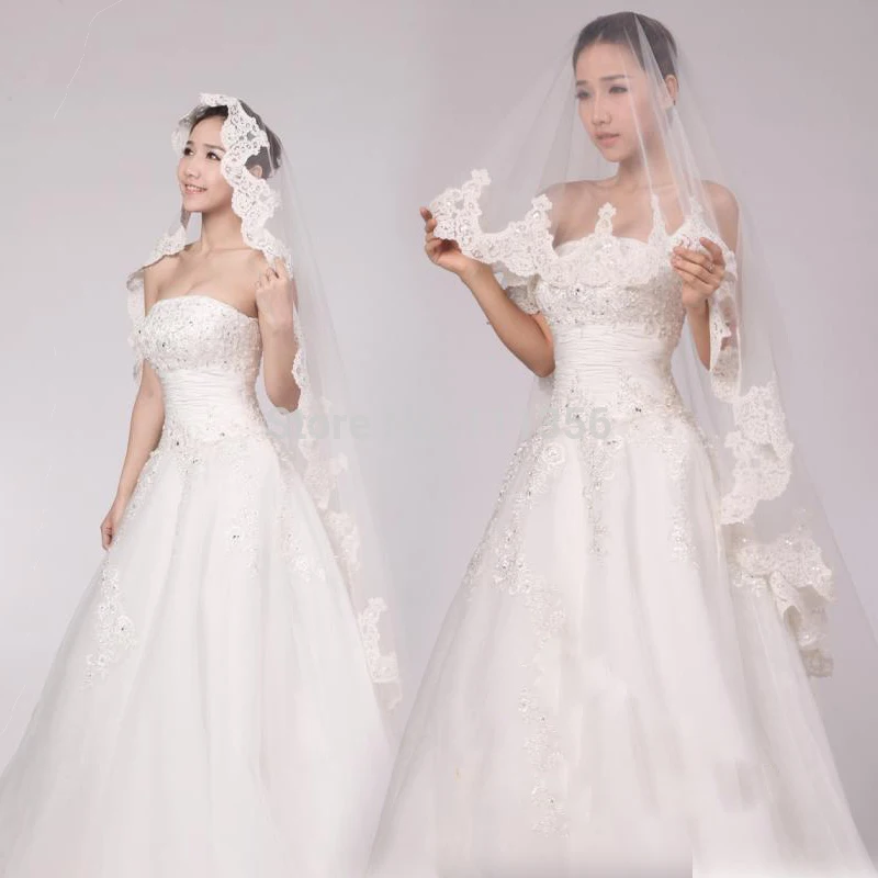Стиль, размеры для возраста от 1 часовни свадебное платье с длинным рукавом, кружевной край, длинный свадебная фата Аксессуары свадебная фата
