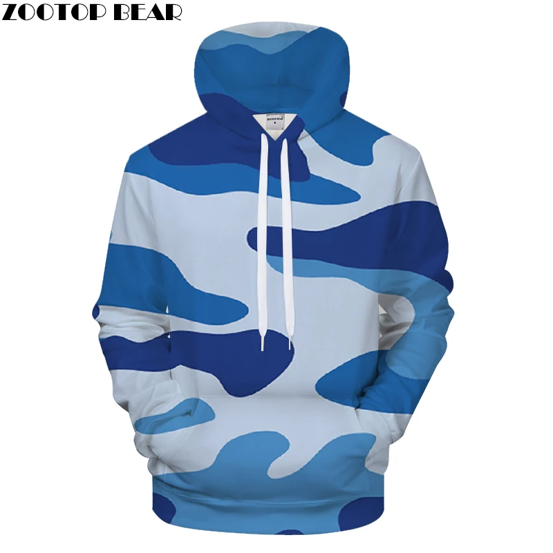 Blue Male 3D Hoody Camo Hoodie Groot Tracksuit Casual