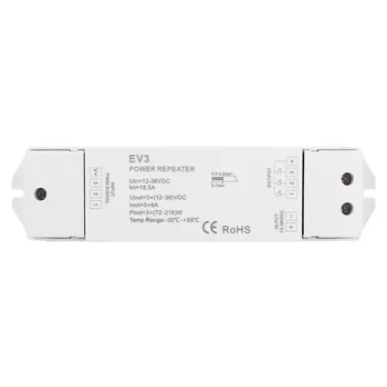 

LED Signal Amplifier Power Repeater Data Extender PWM Constant Voltage 3 Channel 6A/CH DC12-36V for RGB WW/CW Single Color LED