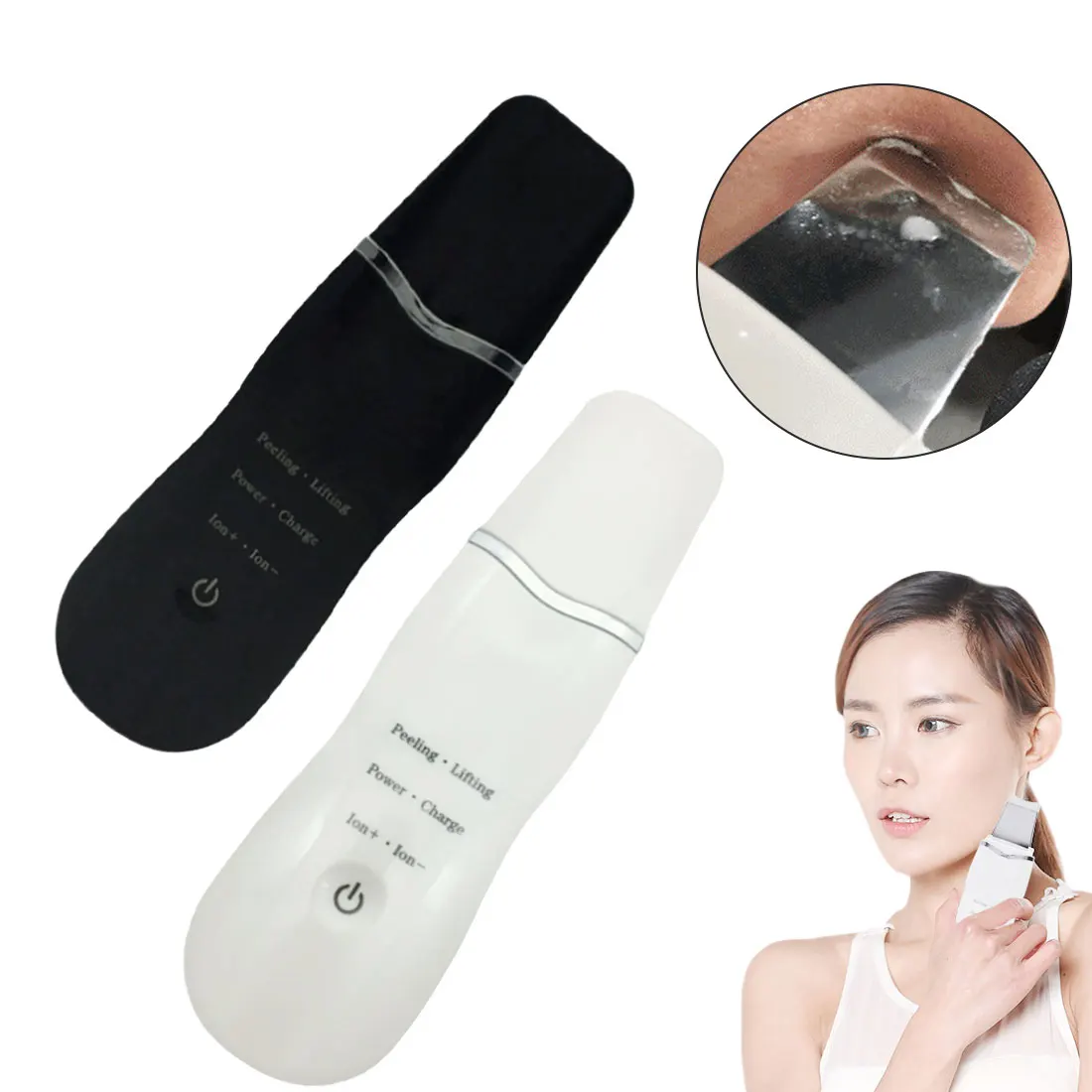 

Hot Tool Rechargeable Ultrasonic Skin Face Scrubber Facial Purifier Vibration Peeling Removal Acne Exfoliating Pore Cleaner
