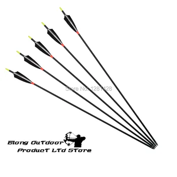 

30" Carbon Arrow 4" Turkey Feather ID6.2mm Insert Screw Changeable Point Spine300 340 Hunting Practice Archery Bow Free Shipping