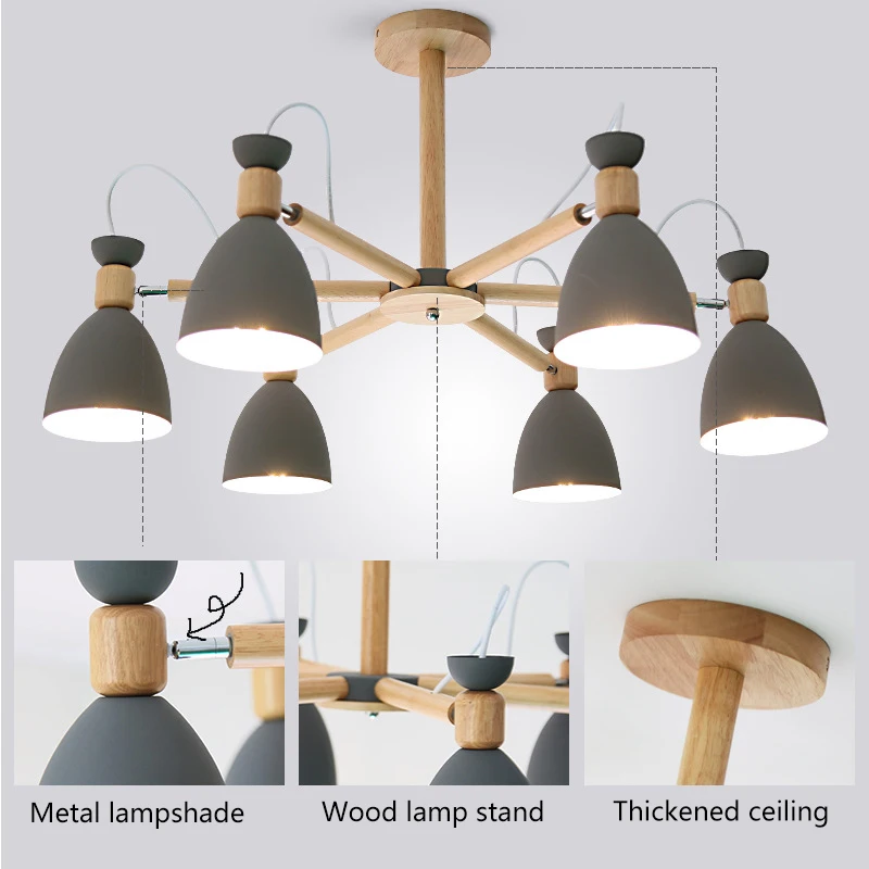 Скандинавские современные минималистичные люстры из цельного дерева E27 220V кухня гостиная спальня квартира спальня ресторан люстра лампа