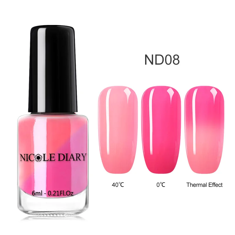 NICOLE DIARY 6ml Peel Off Thermal Nail Polish Glitter Chameleon Color Changing Water-based Manicure Nail Art Varnish - Цвет: S4-ND08