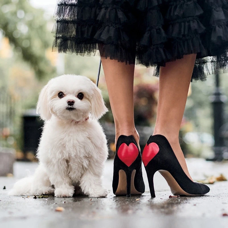 

Fashion Suede Leather Patchwork Lovehreart Women Pumps Pointed Toe Slip On Stiletto High Heels Shoes Runway Gladiator Shoes 40