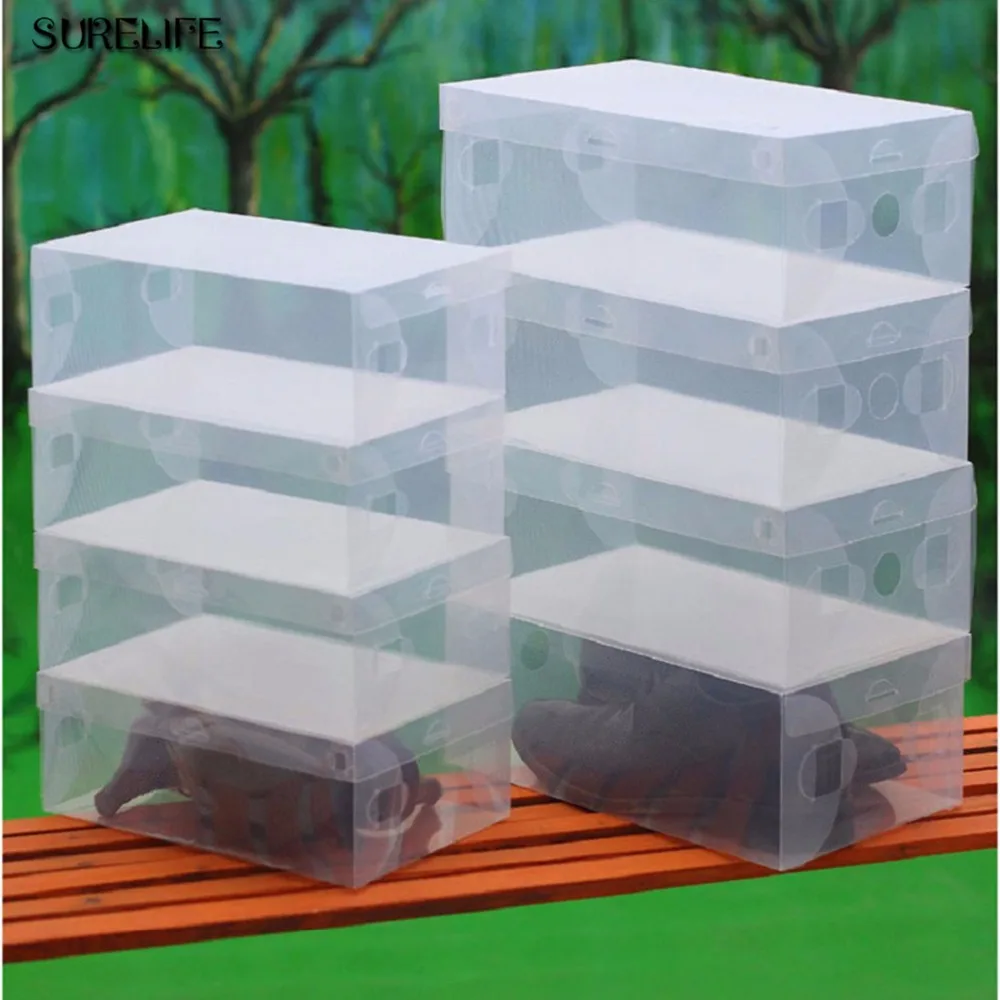 

Wholesale 12Pcs Transparent Makeup Organizer Clear Plastic Shoes Storage Boxes Foldable Shoes Case Holder