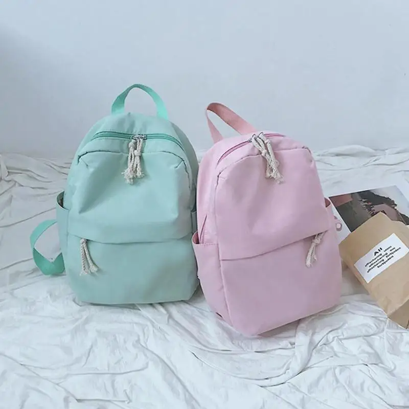 

Canvas Shoulder Women Backpack Preppy Style Solid Color Travel School Backpack For teenager girls