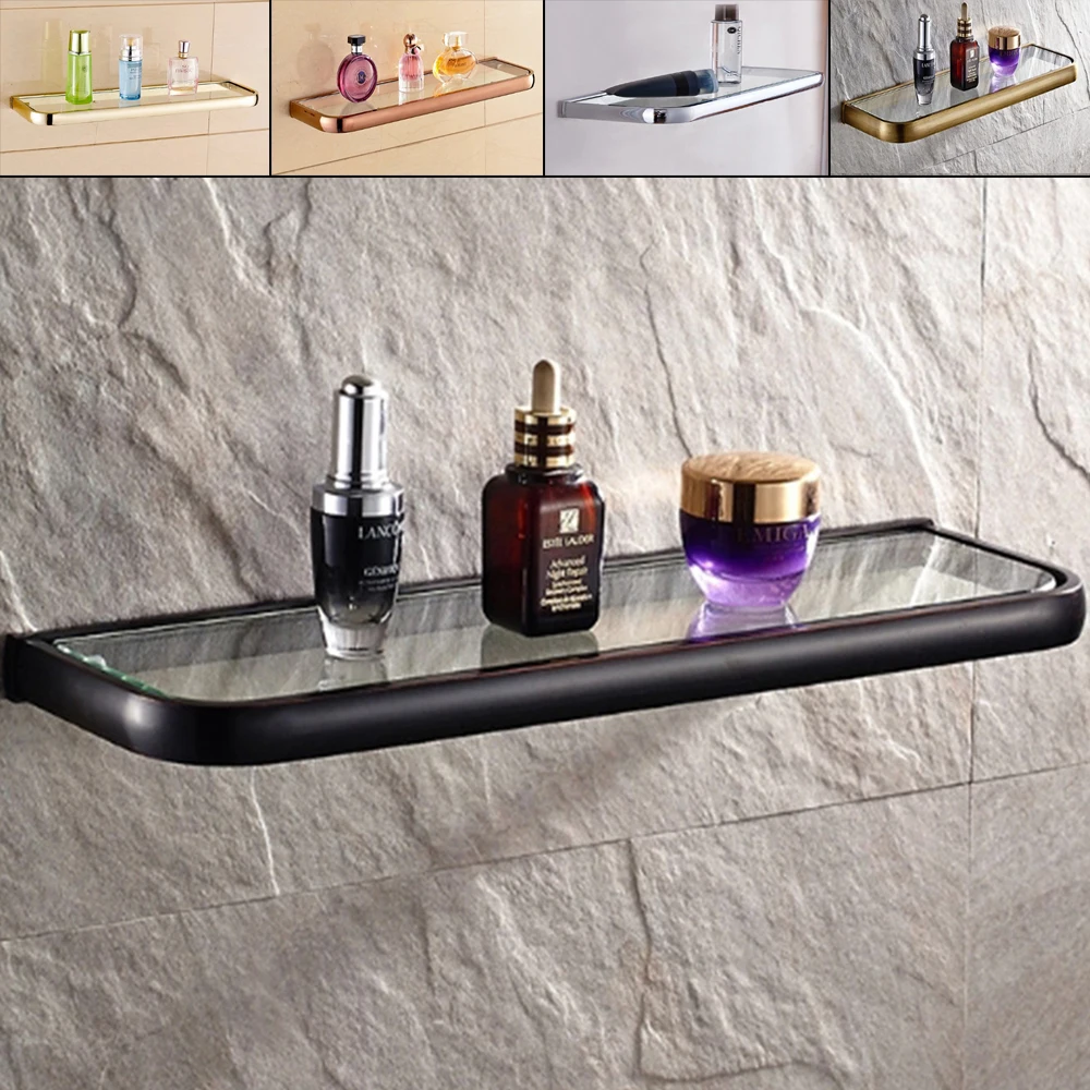 

Bathroom Shelves Kitchen Wall Shelf Shower Storage Rack Bathroom Accessories 50cm Length Brass Black/Gold/Silver/Antique/Rose G