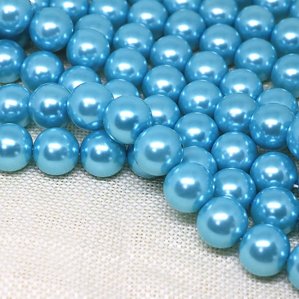 Sky blue imitation pearl round loose beads fashion women charms fit diy necklace jewelry making 4-14mm 15inch B1616