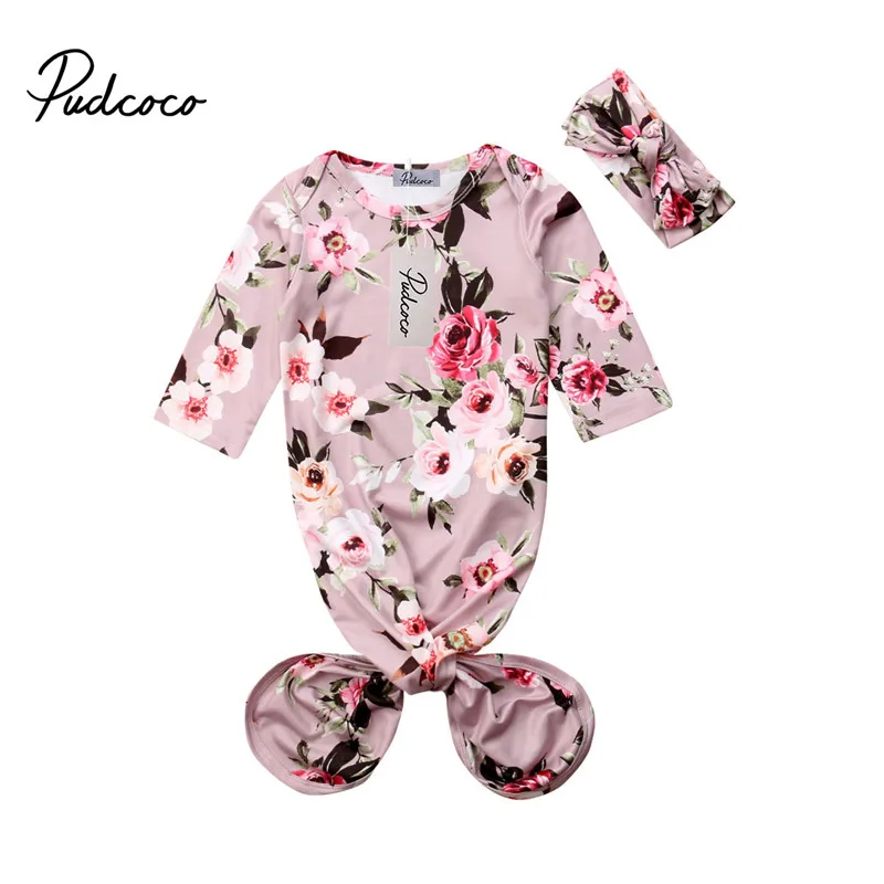 Пижама pudcoco для новорожденных девочек одежда сна с цветочным рисунком пеленка и