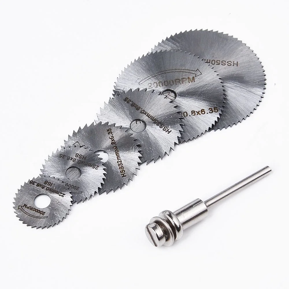 7pcs/set Portable Mini HSS Circular Saw Blad Rotary Tool Circular Saw Blades Cutting Discs Mandrel For Dremel Cutoff