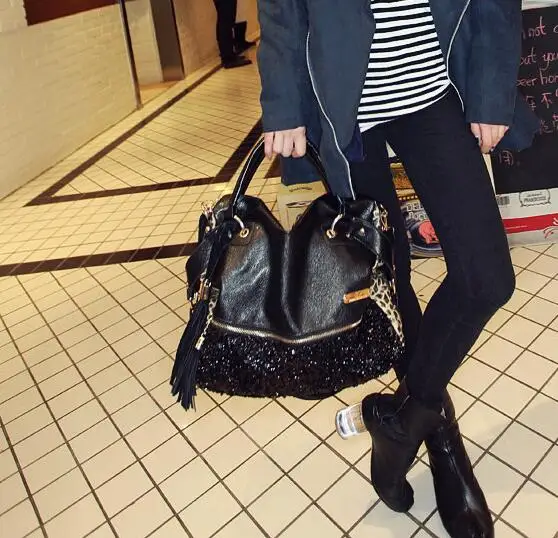 Дорожная леопардовая женская сумка-тоут сумки с пайетками кожаные сумки на плечо bolsa feminina сумка через плечо mujer модная сумка