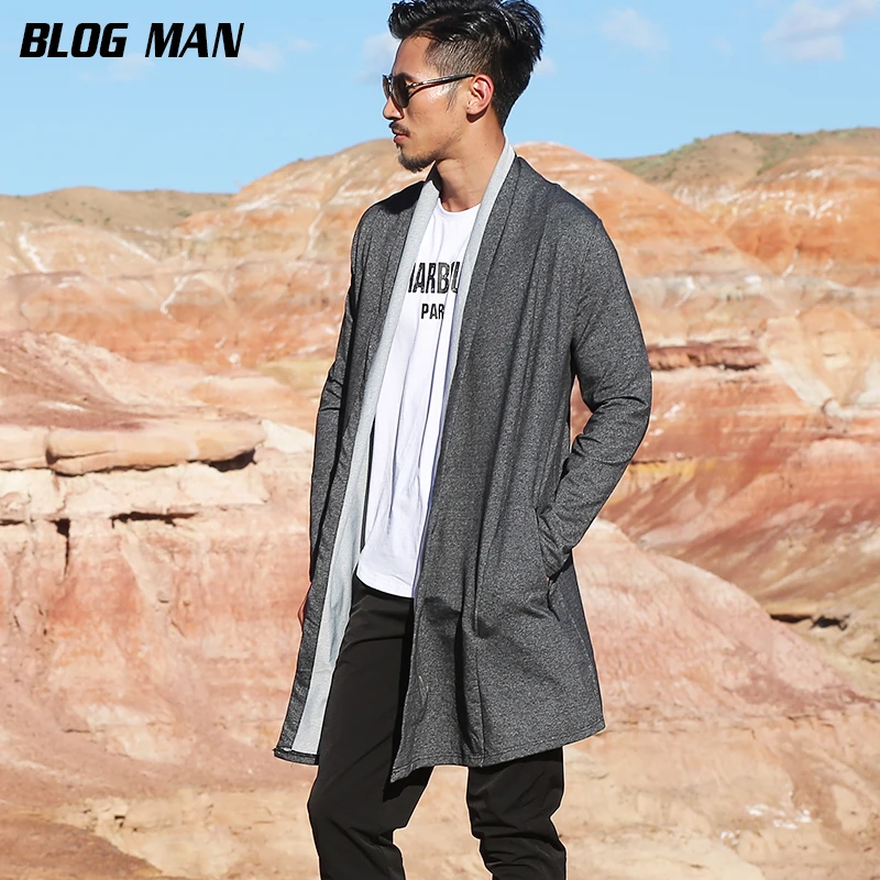 M3XL! 2016 new men's clothing Autumn male medium long no button