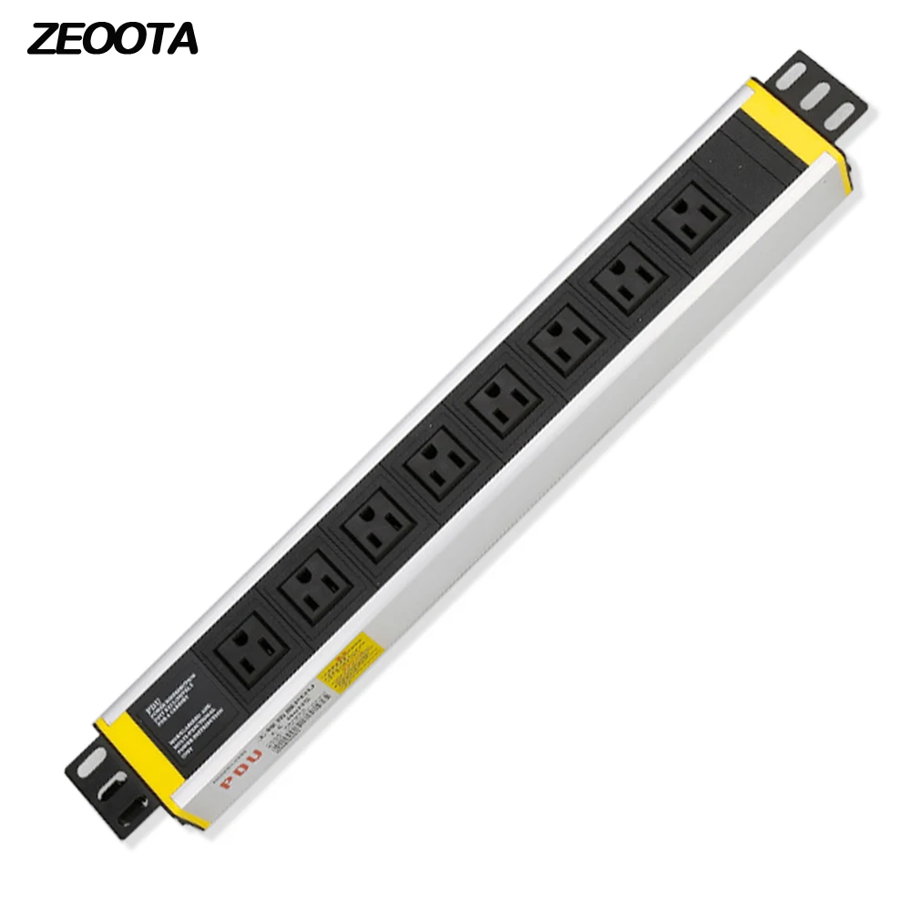 

PDU Power Strip Cabinet Distribution Unit Socket Surge Protector 1U 8 way US Plug Outlets Overload Protection 2m Extension Cord