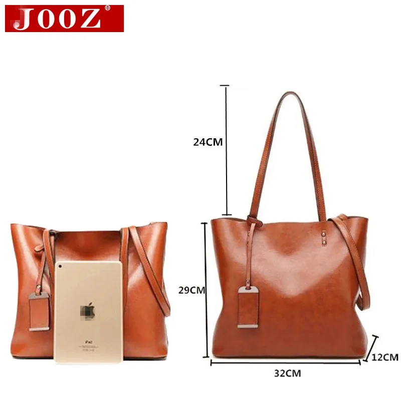 JOOZ Waxing Leather bucket bags Simple Double strap female shoulder bags For Women Messenger Bags L
