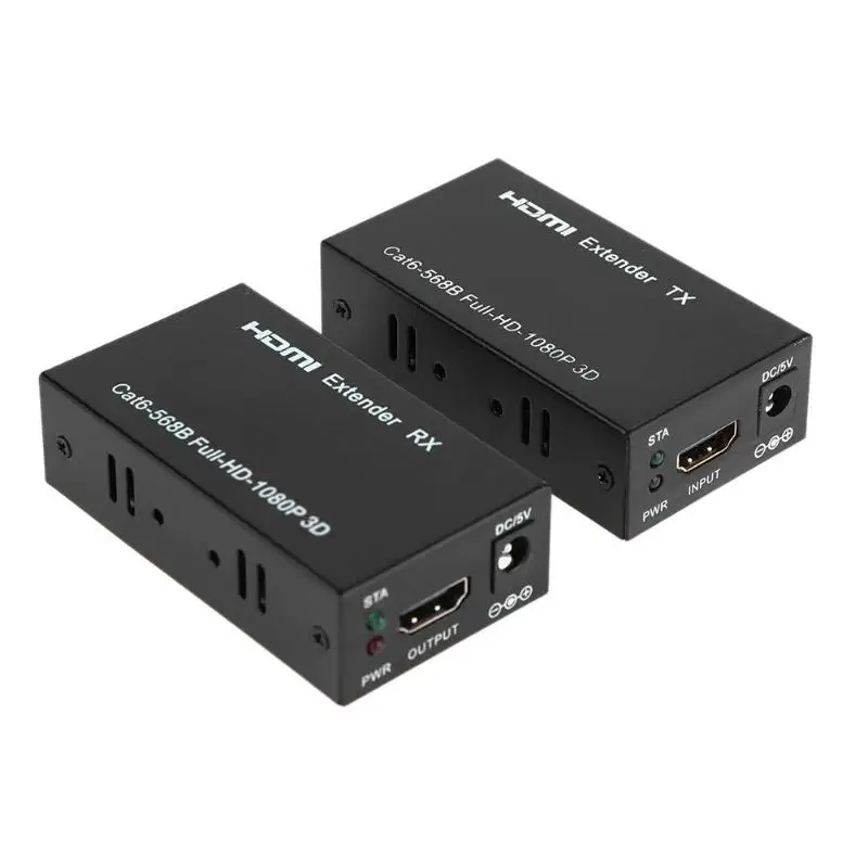 HDMI Extender 1080p 3D HDMI Transmitter Receiver over Cat 5e/6 RJ45 Single Cable Ethernet Converter Support 3D 1080P