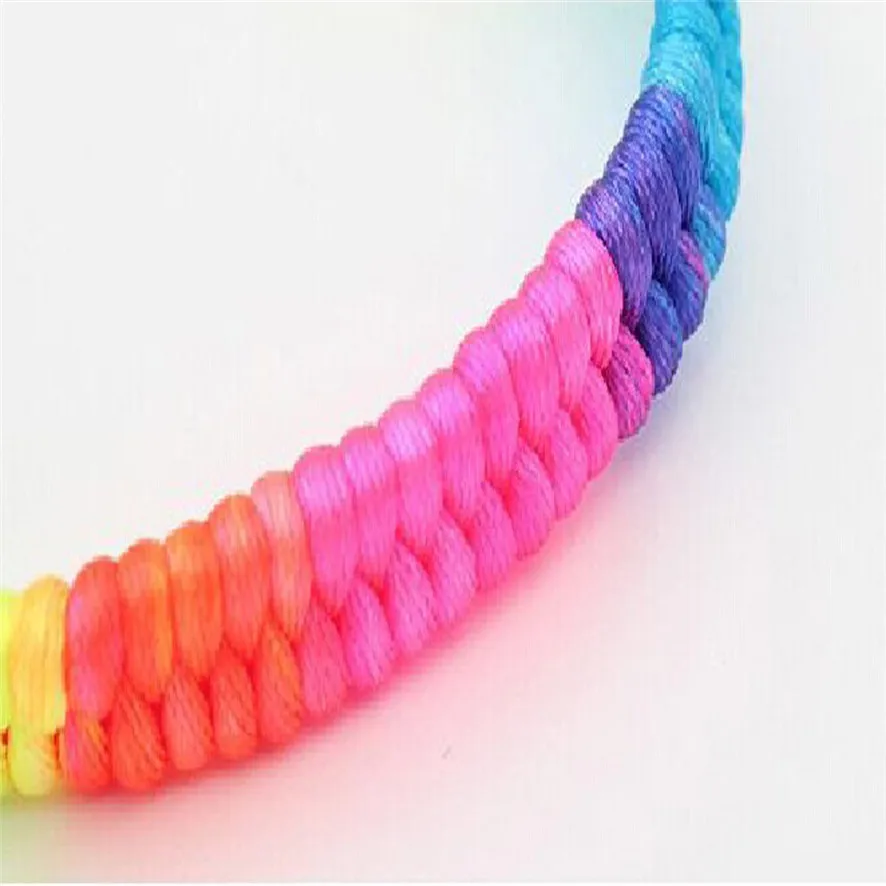 

Adjustable Rainbow Fluorescent Colors Woven Bracelet 325101010#0.16