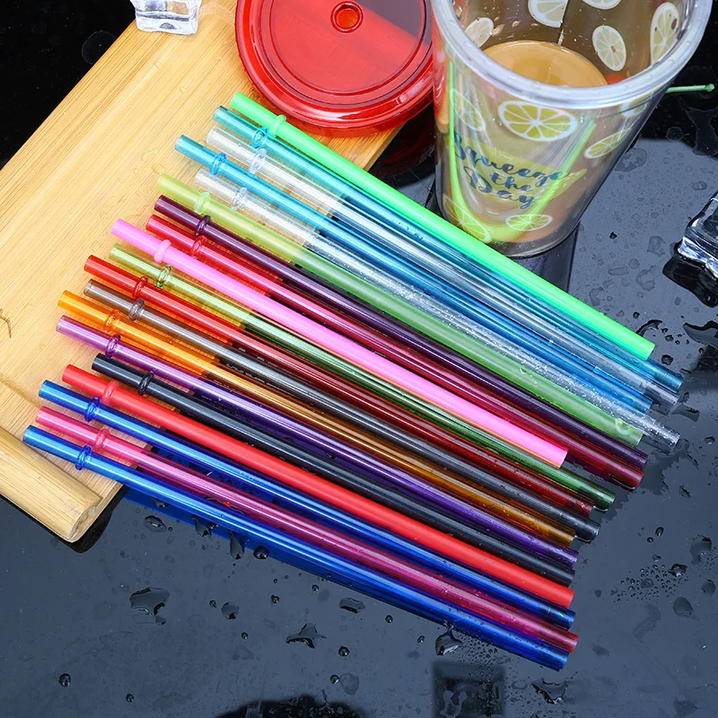 300pcs Wholesale Hard Plastic Reusable Drinking Straw Colorful Straw 23