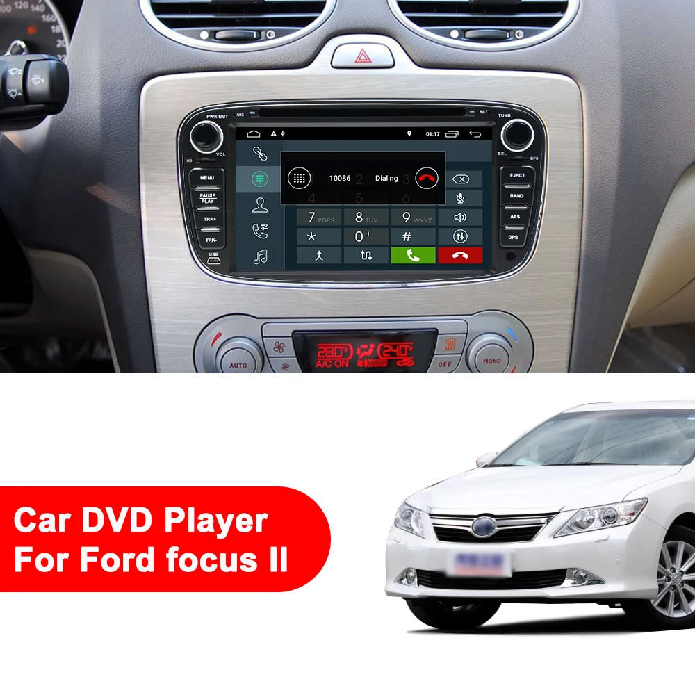 Discount Eunavi 2 Din 7" Android 9.1 Car DVD Player Online Map GPS Navigation WIFI  for Ford focus II Galaxy Transit Tourneo Mondeo 1