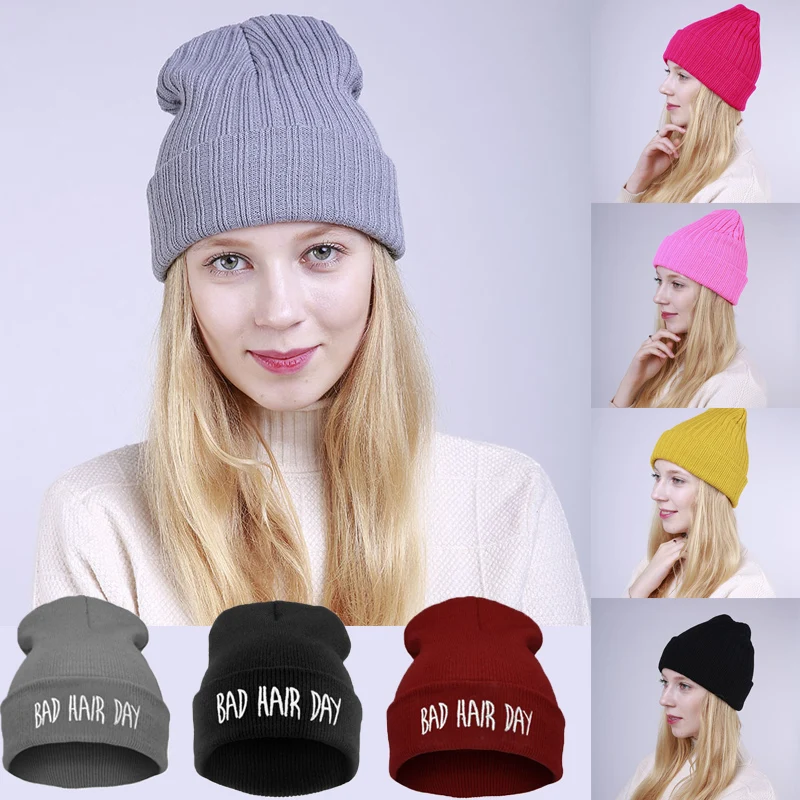 

Winter Women's Hat Crimping Cap With Letters Knitted Beanies Unisex Winter Caps Mutsen Voor Mannen Chapeu Feminino Inverno