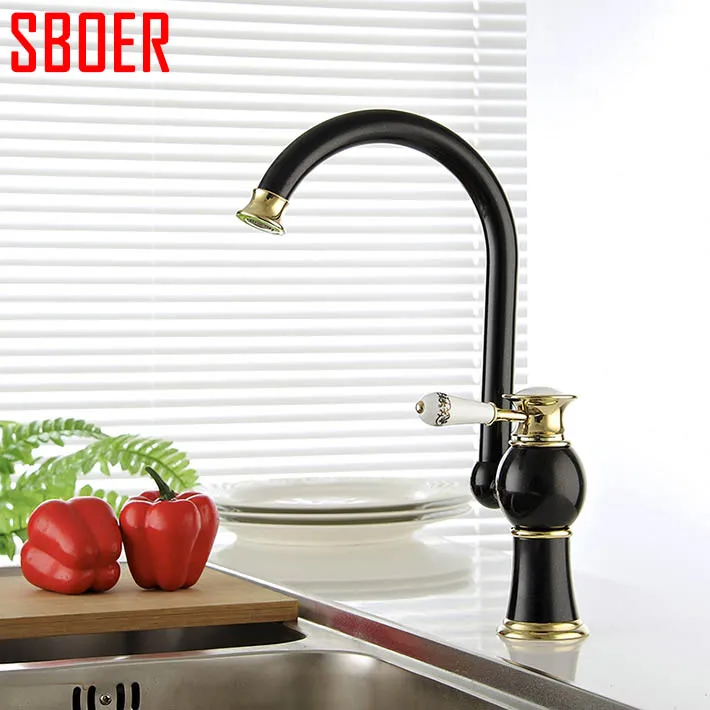 New arrival Polished Black painting Brass Swivel Kitchen Sinks Faucet
