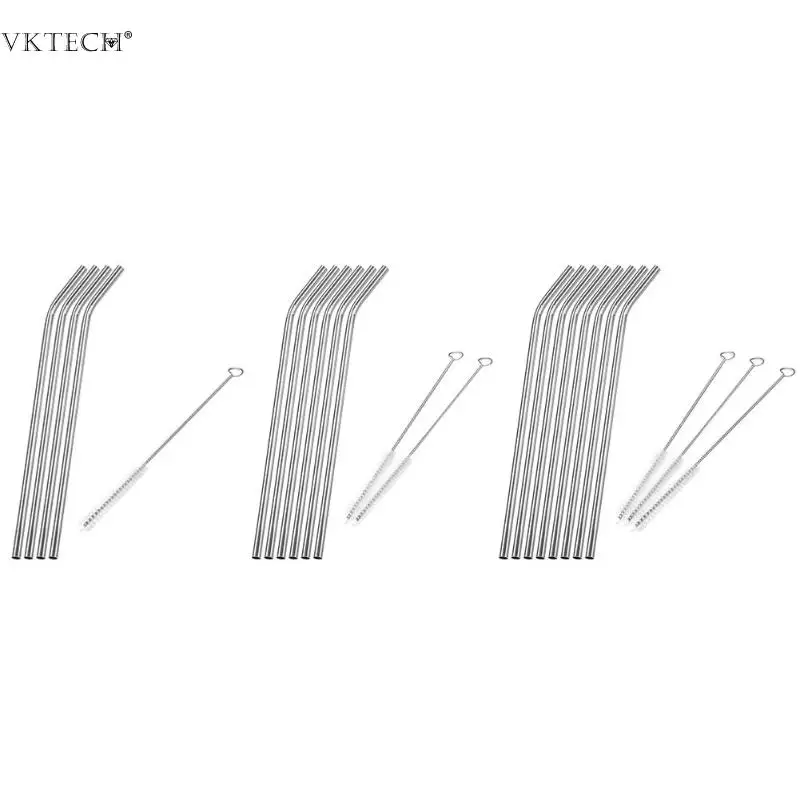 4/6/8 шт чашки металлическая соломинка многоразовые питьевой Нержавеющая сталь соломенная шляпа с чистящая щетка для кружек гнущиеся в вертикальном положении соломы Барные аксессуары
