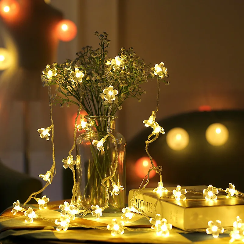

4m 40LED Light String Battery Power Cherry Blossom Fairy Lights String For Christmas Wedding Home Decoration