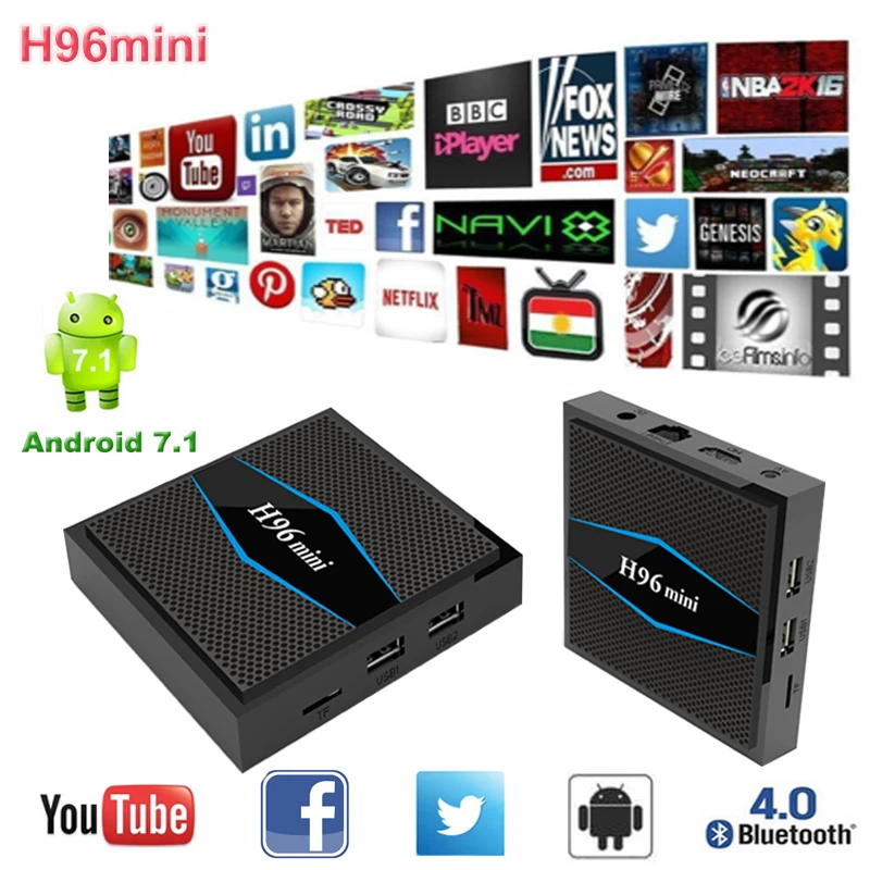 

New h96 mini smart Android 7.1 set top tv box 2GB/16GB Amlogic S905W 2.4G/5G WiFi Bluetooth HD 4K H.265 VS X96mini Support iptv