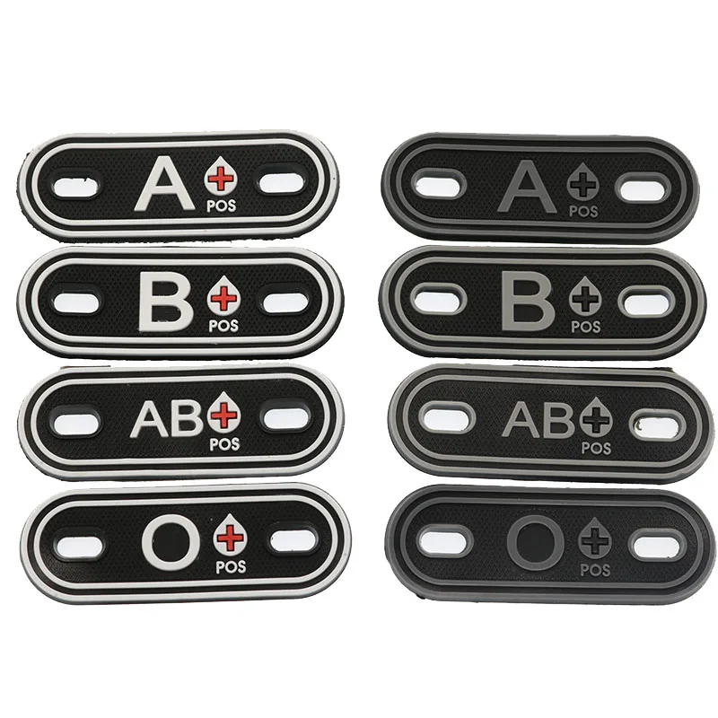 3D A + B + AB + O + Laces Blood Type Buckle Pendant PVC Label Stickers Outdoor Clothing Zipper Lanyard Moral Tactics Badge