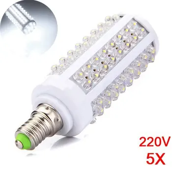

5PCS E14 108 LED Pure White Saving Corn Light Lamp Bulb 220V