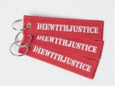 

Diewithjustice Die With Justice Fabric Embroidery Keychain Red