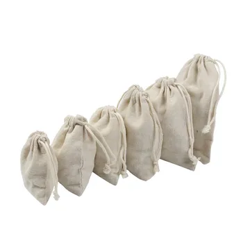 

Reusable Cotton Drawstring Shopping Bag Women Men Travel Shopper Tote Storage Bags Holiday Gift Bag Party Candy Bags