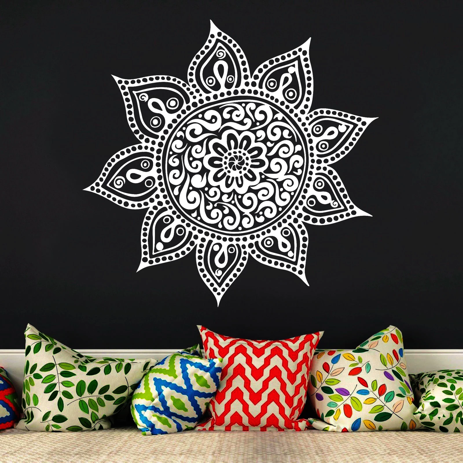 1 PCS Home Decoration Mandala Yoga Vinyl Stickers Removable Waterproof DIY Art Wall Sticker Decor Living Room Bedroom MA-13
