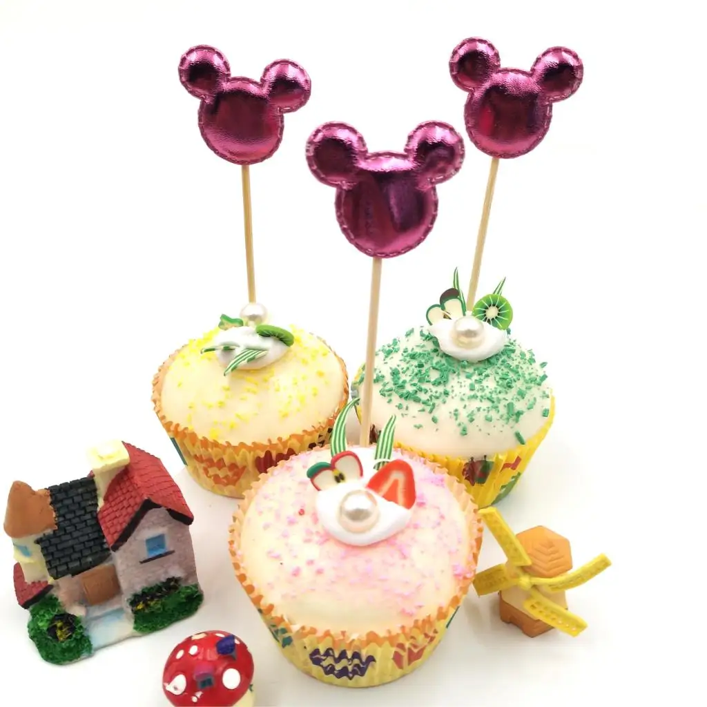 Минни Маус для девочек; Детский комплект для дня рождения; комплект для украшения; вечерние принадлежности с изображением Микки Мауса; тарелка с соломенной чашкой; вилка для дня рождения - Цвет: Toothpick 5pcs