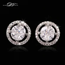 Винтажные вечерние серьги-гвоздики с микро кристаллами, розовое золото/серебро, кубический цирконий, свадебные украшения для женщин, DFE670-M