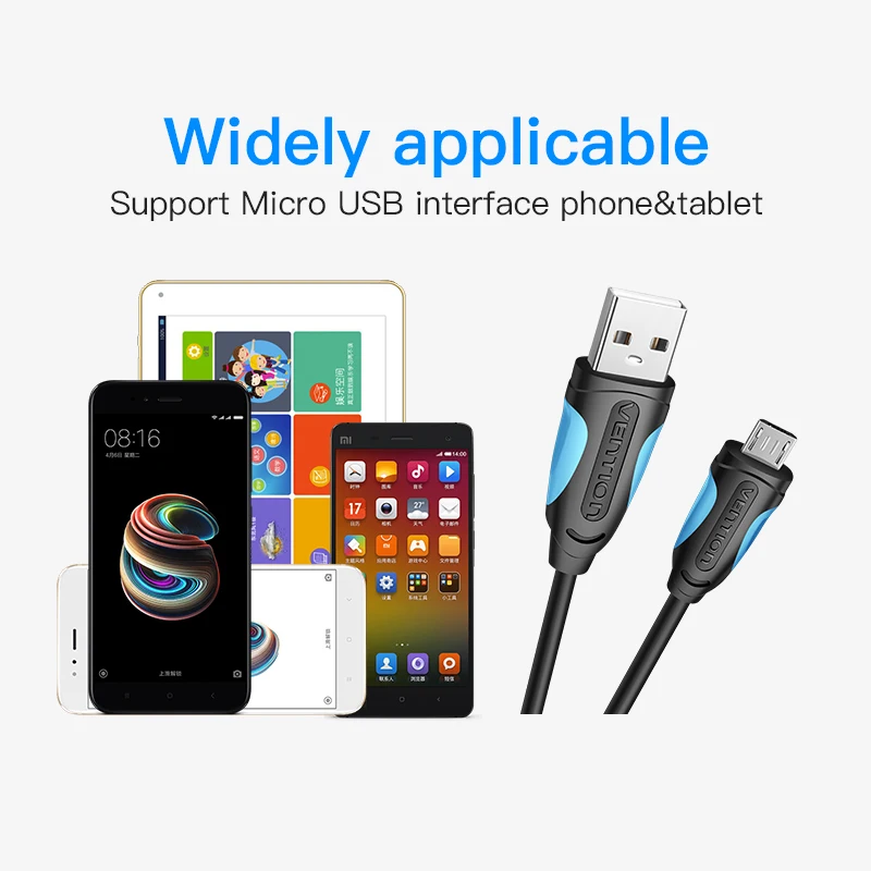 Vention المصغّر usb كابل شاحن مزامنة بيانات كابل شحن سلك سريع ل شاحن هاتف محمول يعمل بنظام تشغيل أندرويد 3 M 2 M 1 M ل سامسونج HTC Xiaomi سوني