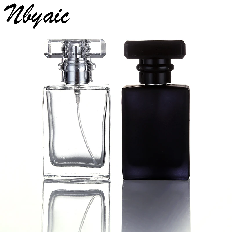 1Pcs30ml50ml high quality glass perfume bottle atomizer perfume bottle transparent black spray bottle crystal transparent square refillable atomizer square glass perfume bottle clear high grade perfume spray bottle press type fine mist cosmetic container