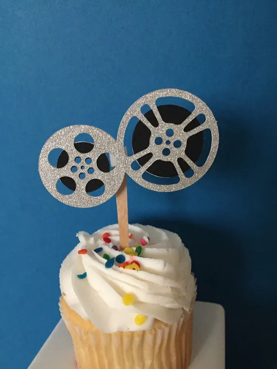 Movie Night Film Reels Cupcake Toppers Wedding Bridal Baby Shower