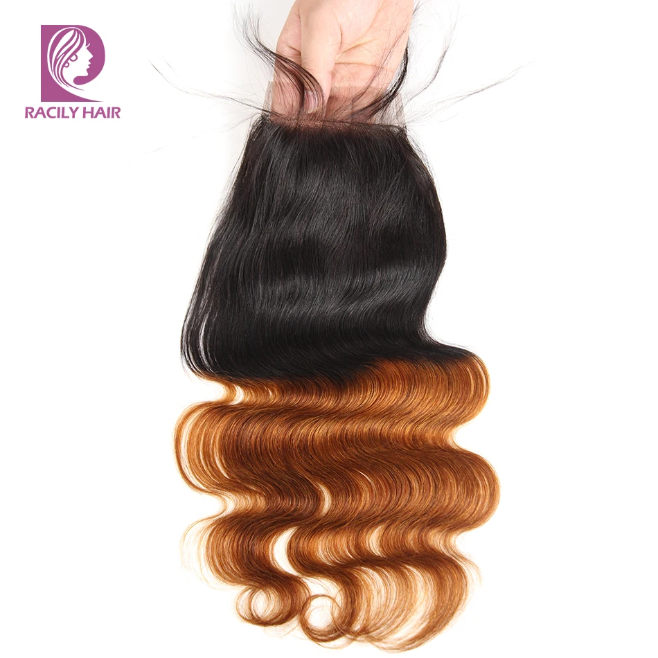 Racily Hair 1B/30 бразильские объемные волнистые пряди с закрытием Remy человеческие волосы пряди с закрытием коричневые Омбре пряди с закрытием